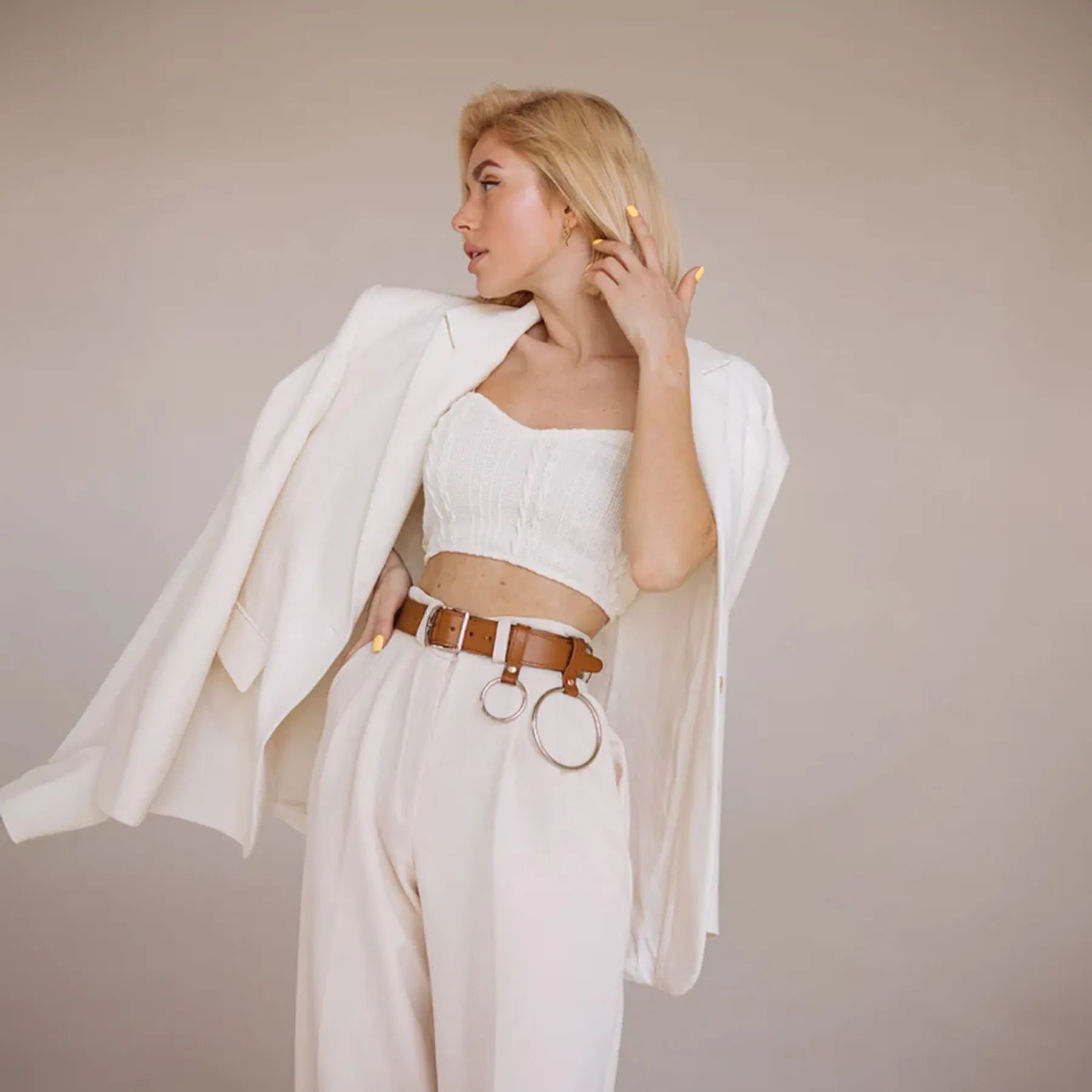 Leather Belt With 2 rings BAGUE - Image 12