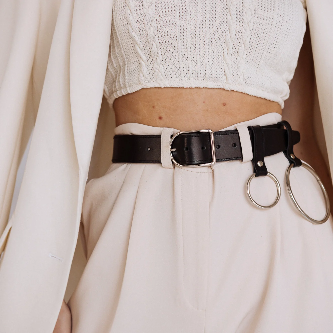 Leather Belt With 2 rings BAGUE - Image 7