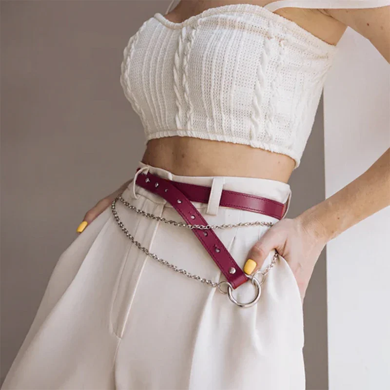 Leather Belt With Chains ILLER - Image 14