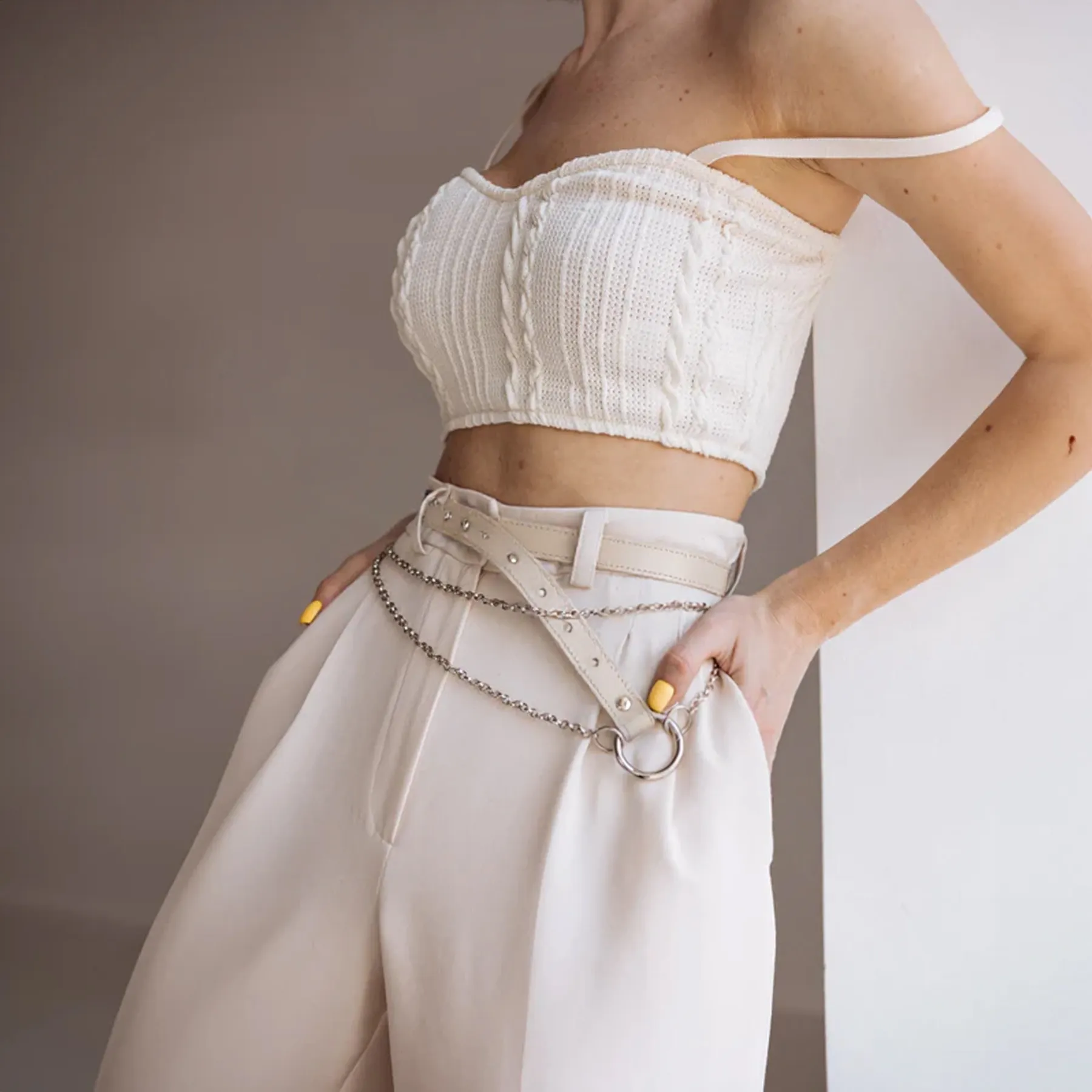 Leather Belt With Chains ILLER - Image 7
