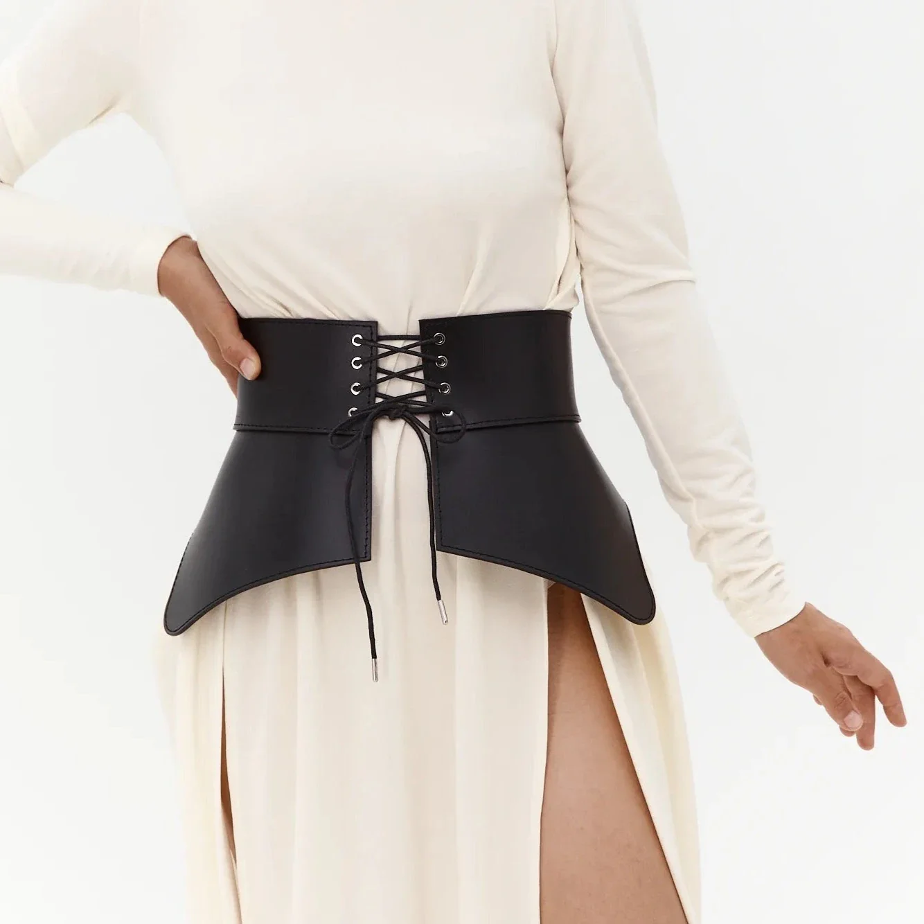 Leather Peplum Belt CELESTE - Image 3