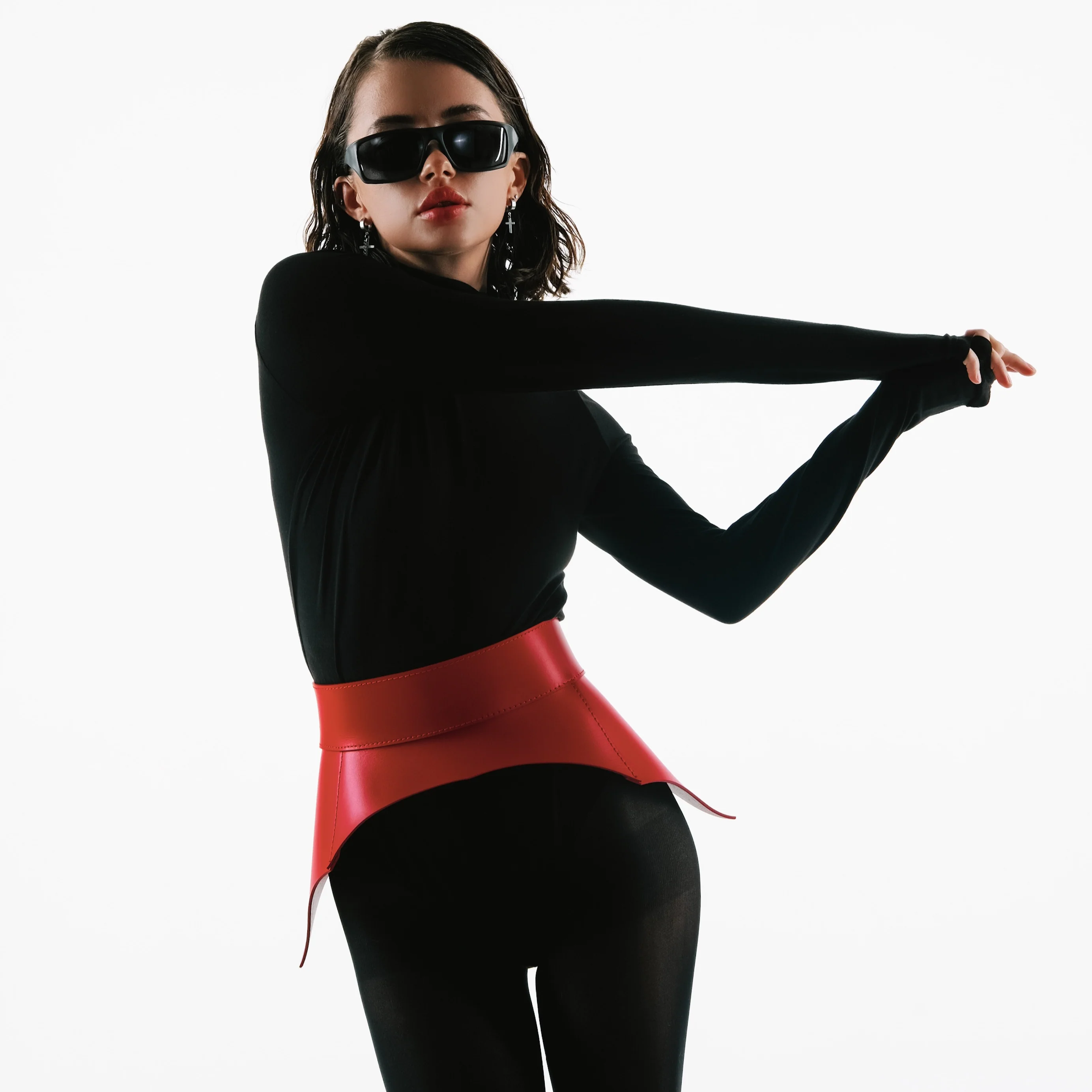 Leather Peplum Belt MAGNETITE - Image 10
