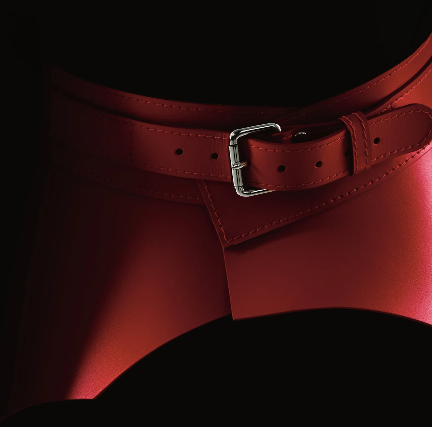 Leather Peplum Belt MAGNETITE - Image 11