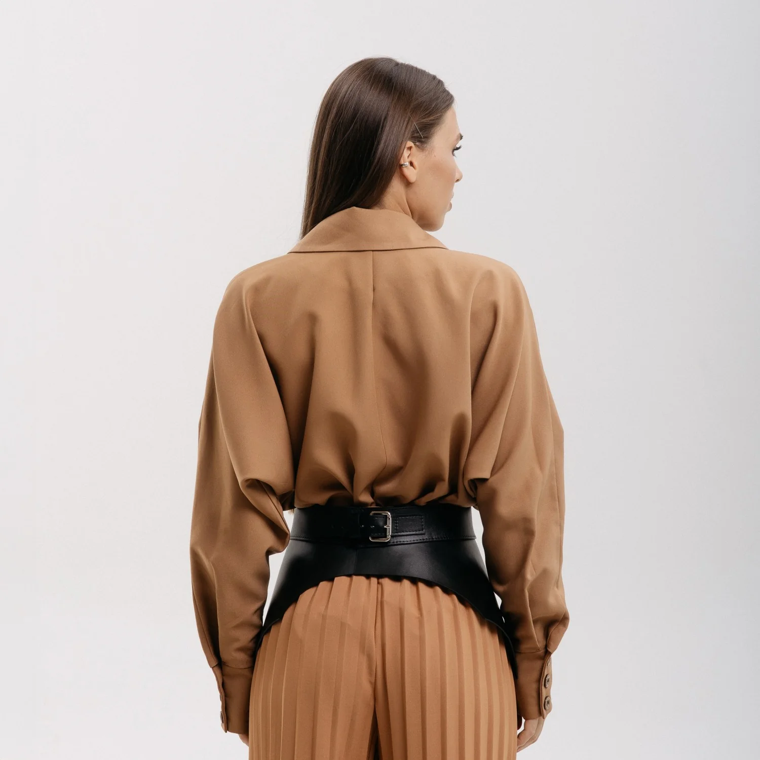 Leather Peplum Belt MAGNETITE - Image 3