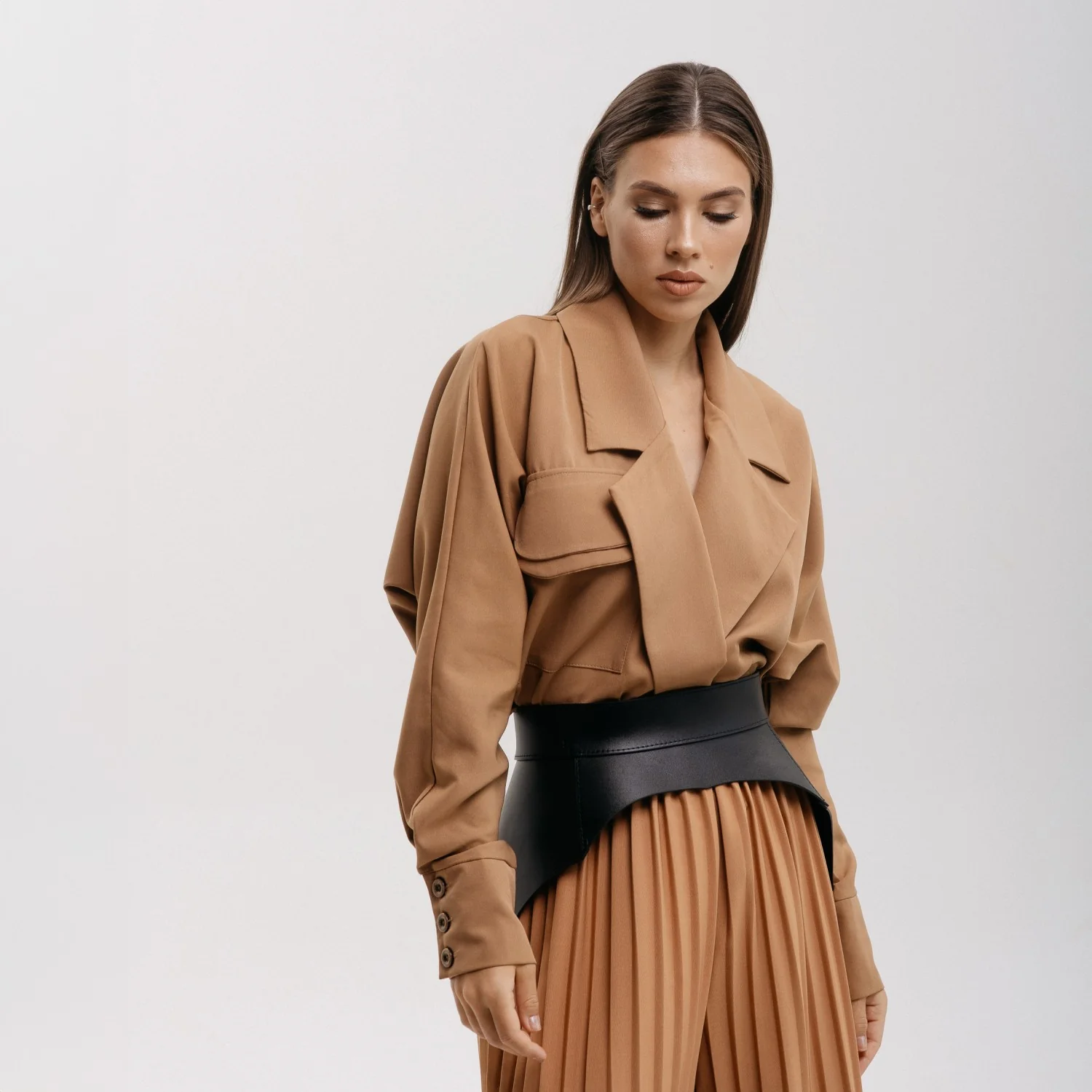 Leather Peplum Belt MAGNETITE - Image 4