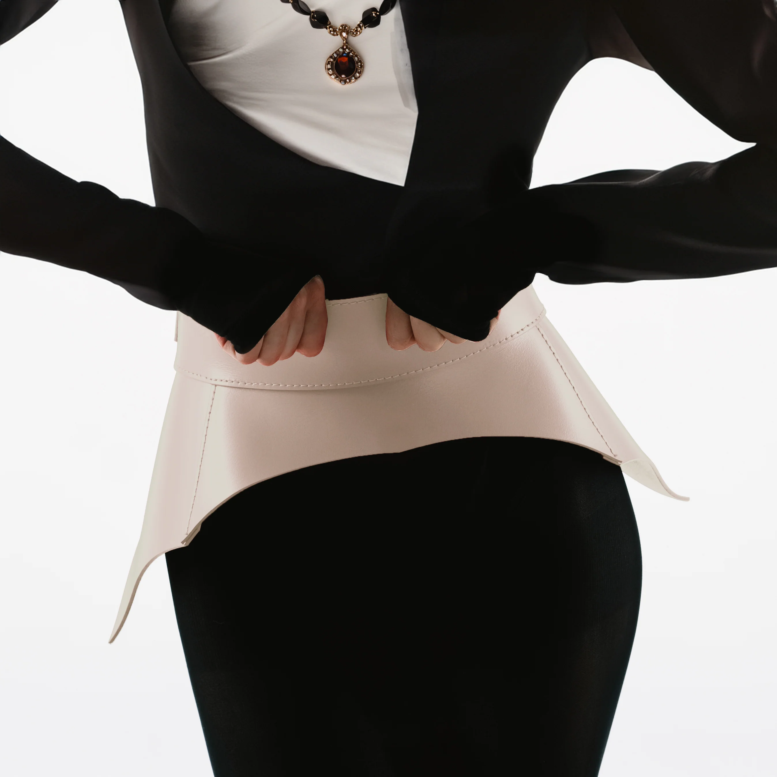 Leather Peplum Belt MAGNETITE - Image 8