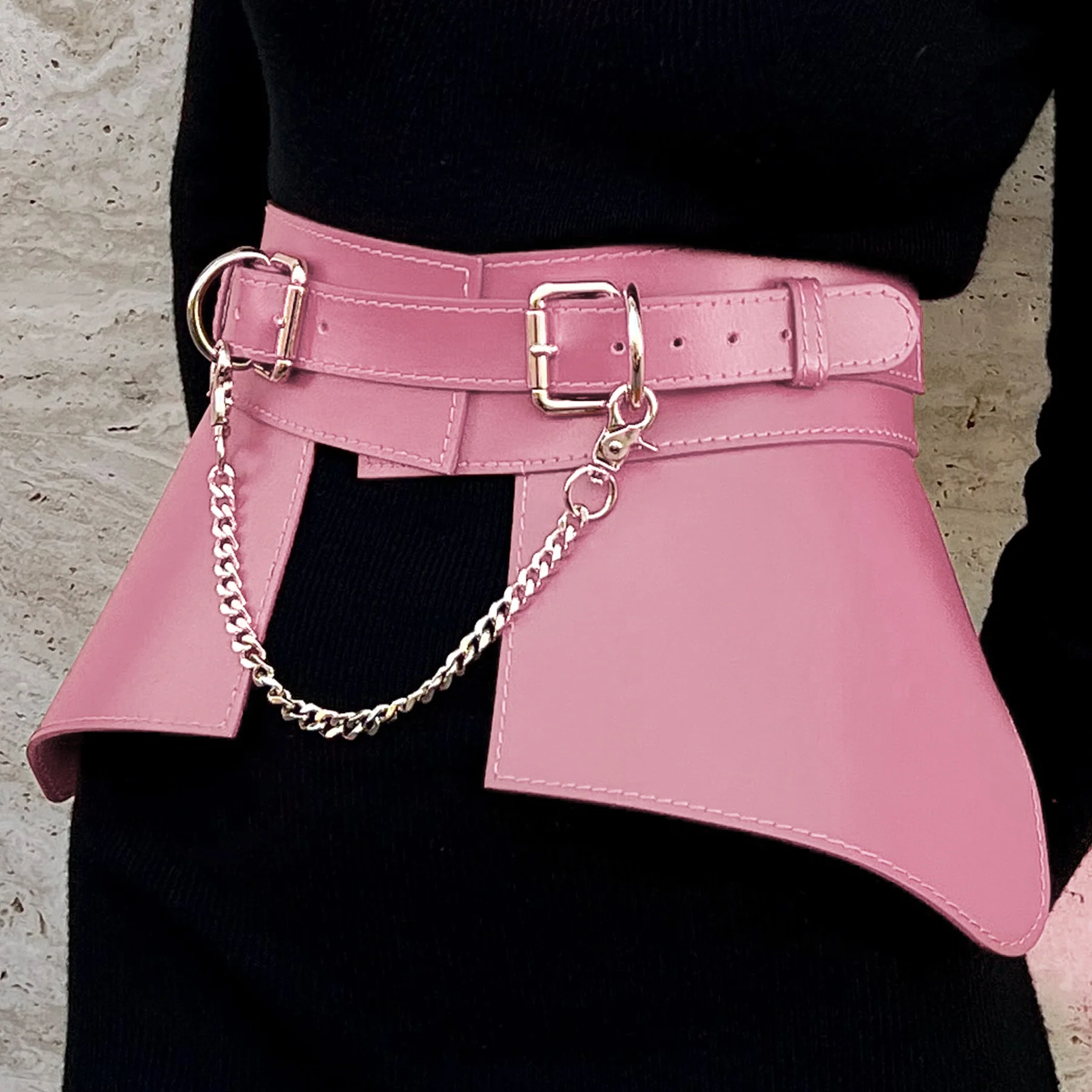 Leather Peplum Skirt With Chain ITALY - Image 12