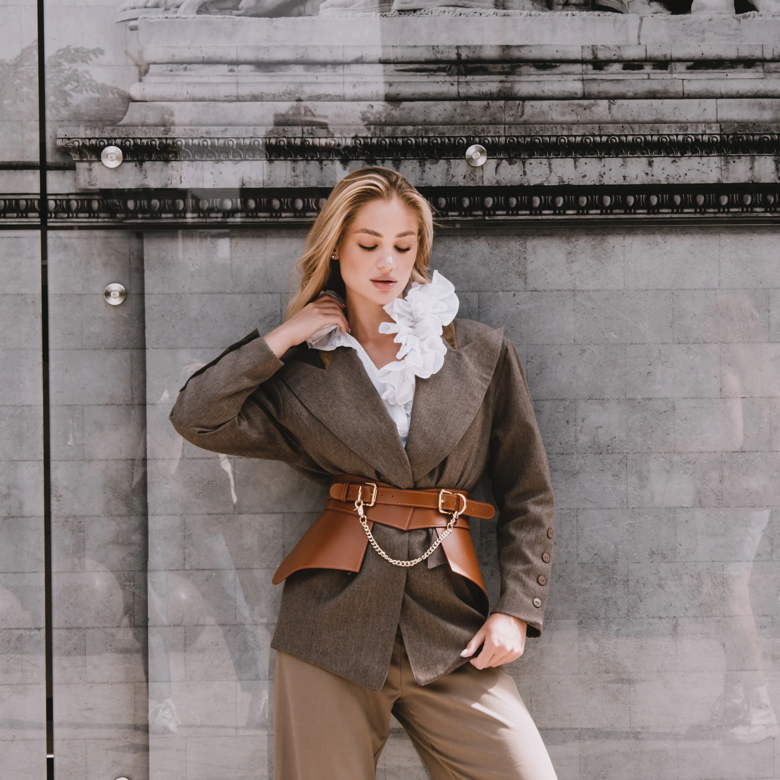 Leather Peplum Skirt With Chain ITALY - Image 9