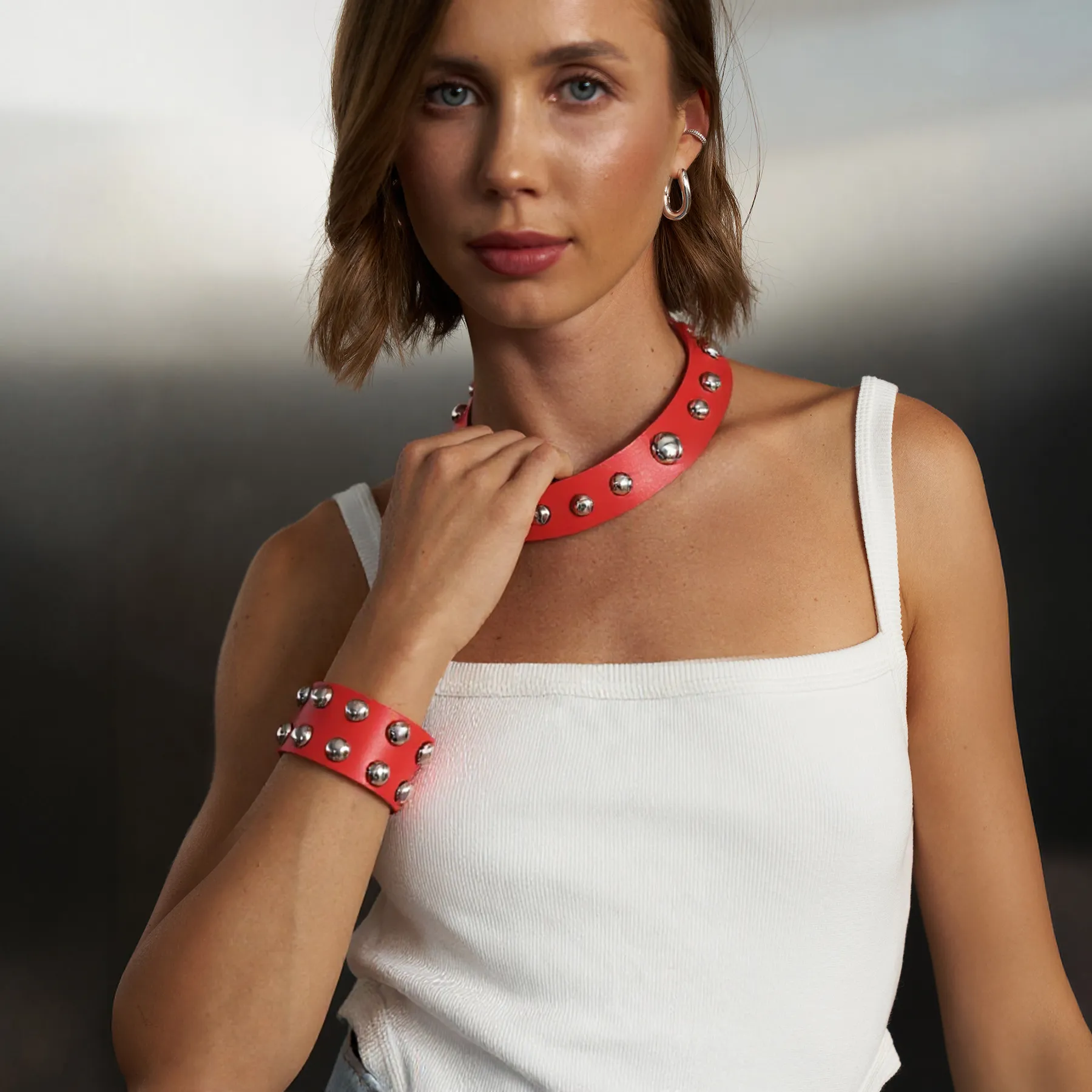 Leather Set Choker and Bracelet Neri - Image 9