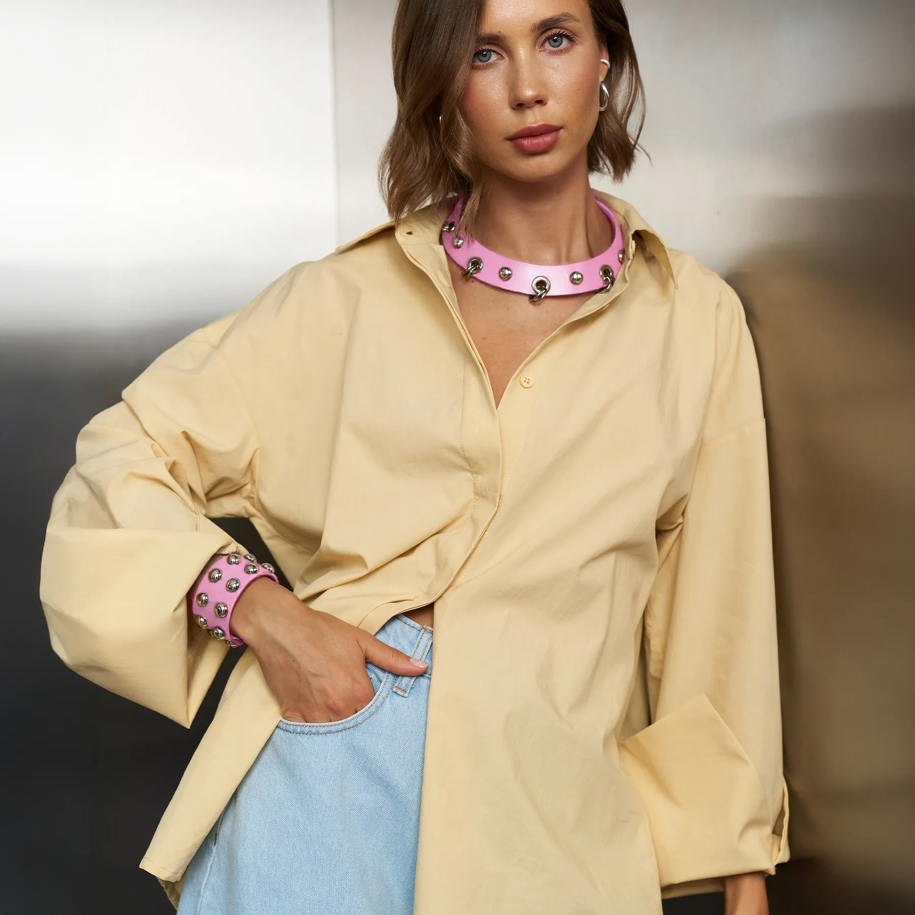 Leather Set Choker and Bracelet Sati - Image 7