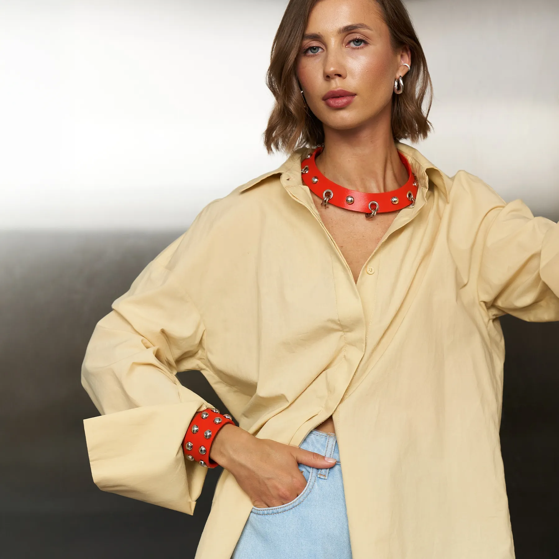 Leather Set Choker and Bracelet Sati - Image 8