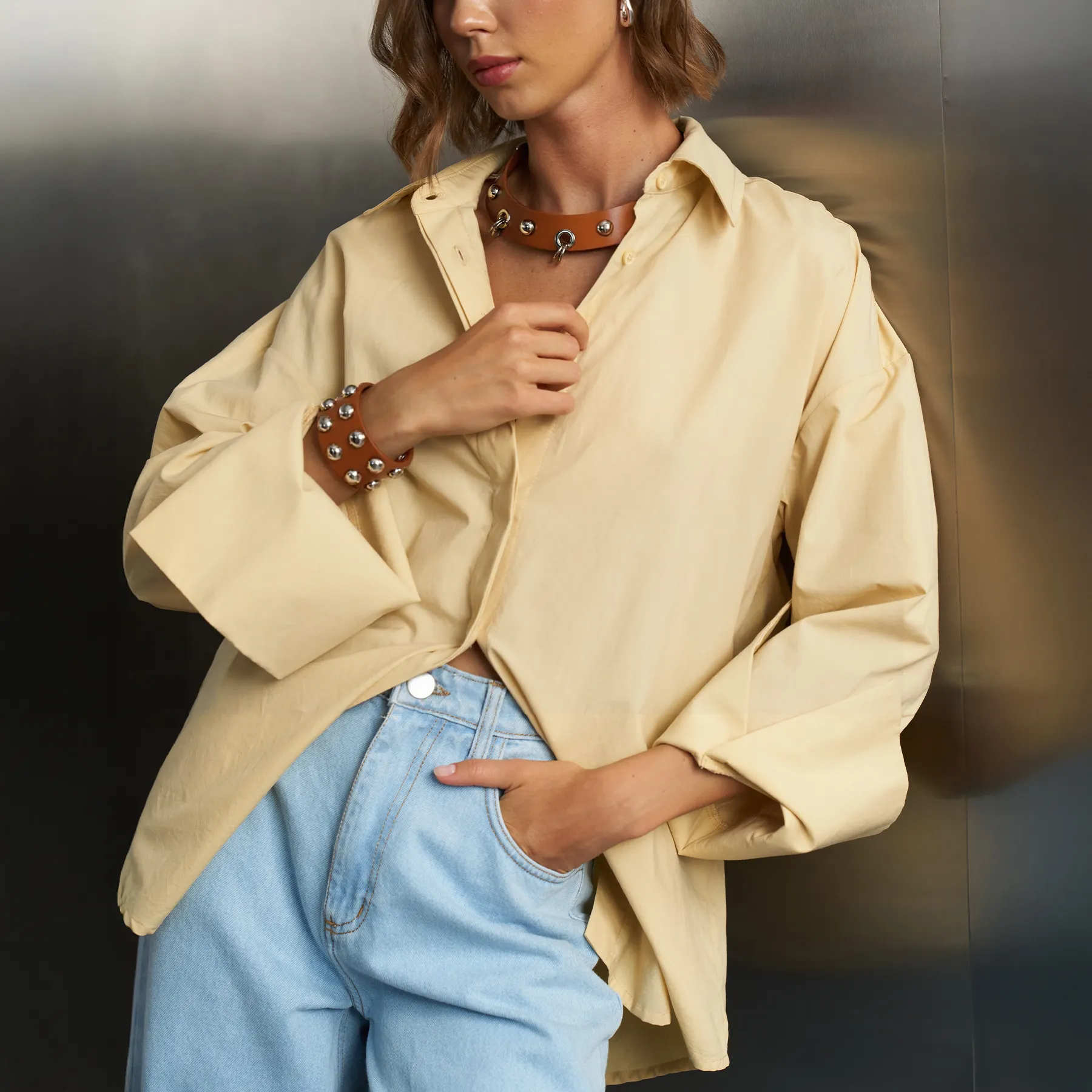 Leather Set Choker and Bracelet Sati - Image 9