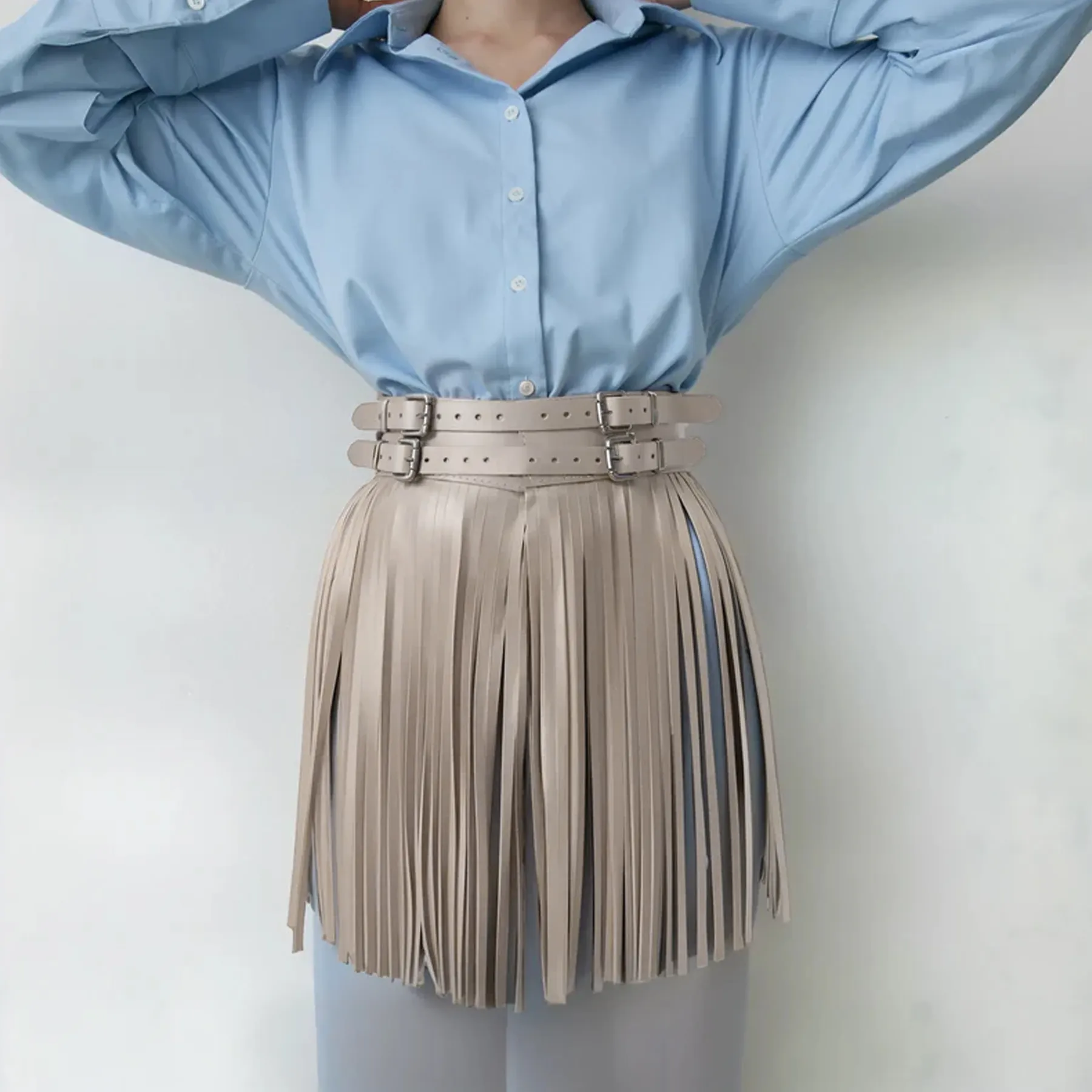 Leather Short Fringe Skirt ARGO - Image 3