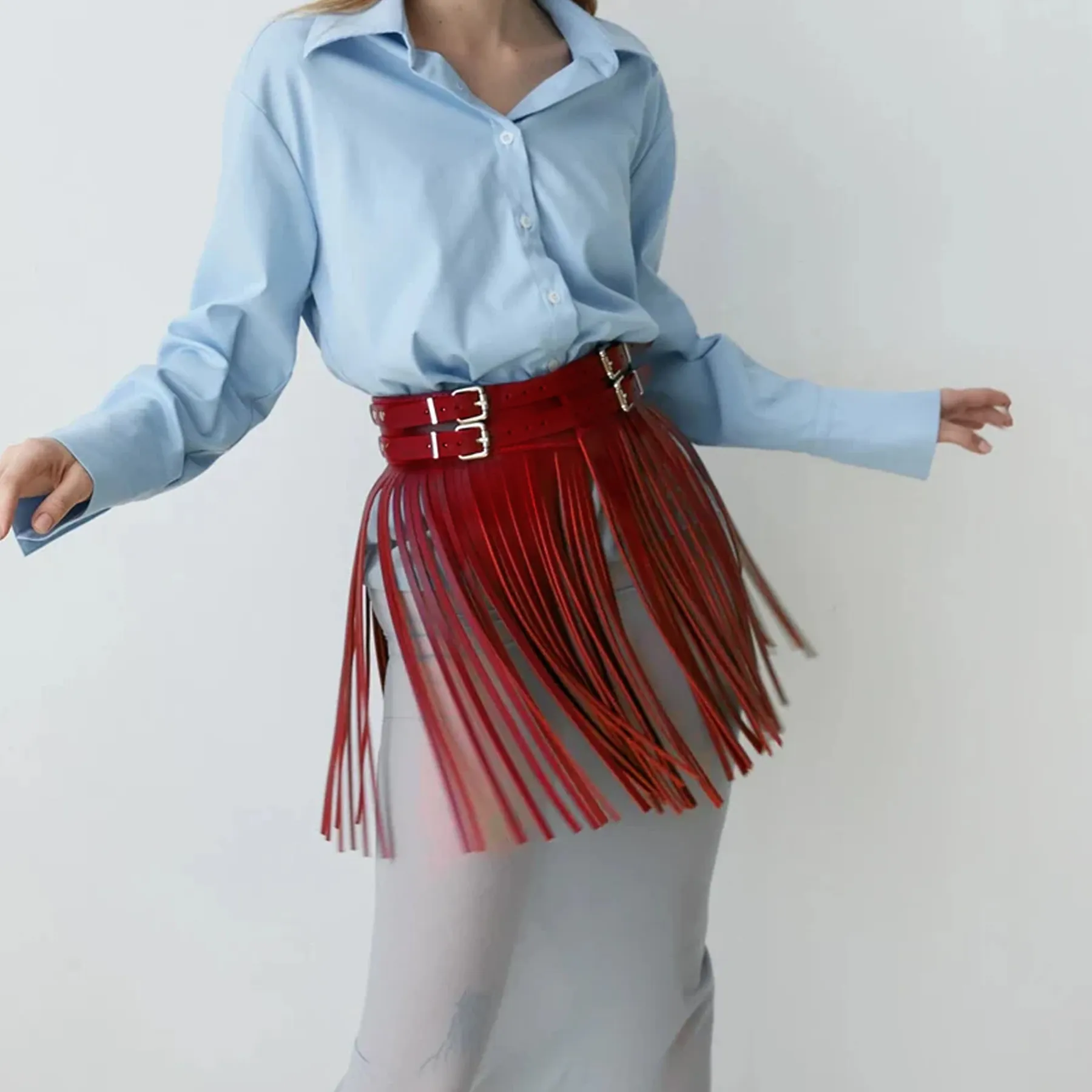 Leather Short Fringe Skirt ARGO - Image 7