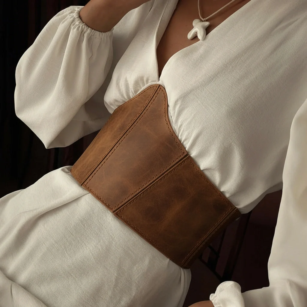 Leather Underbust Corset Half MOON - Image 11