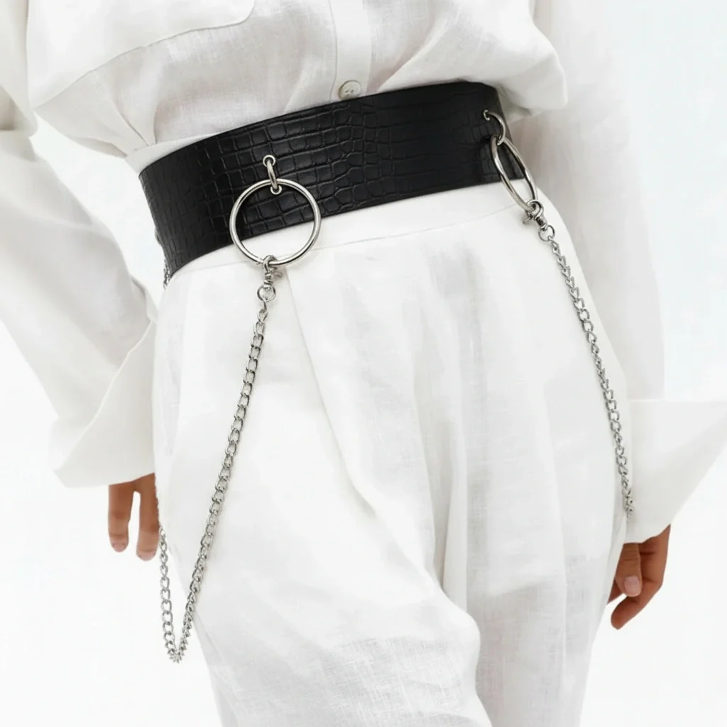 Leather Waist Belt with Chain AURORA - Image 13