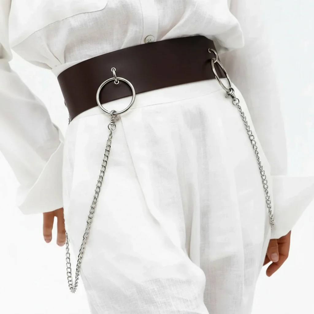Leather Waist Belt with Chain AURORA - Image 14