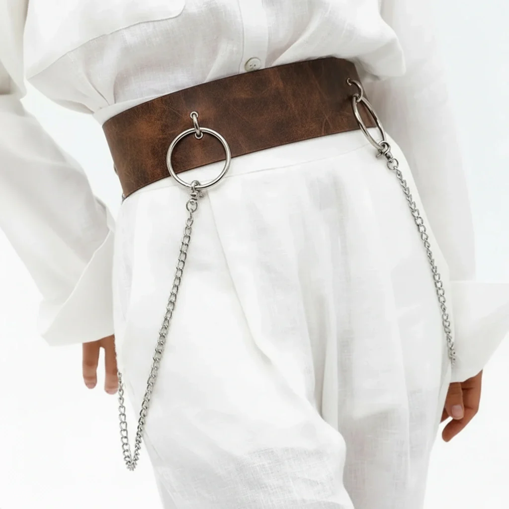 Leather Waist Belt with Chain AURORA - Image 15
