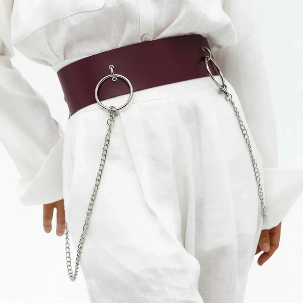 Leather Waist Belt with Chain AURORA - Image 16
