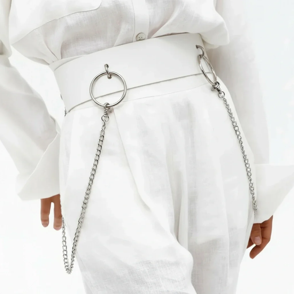 Leather Waist Belt with Chain AURORA - Image 17