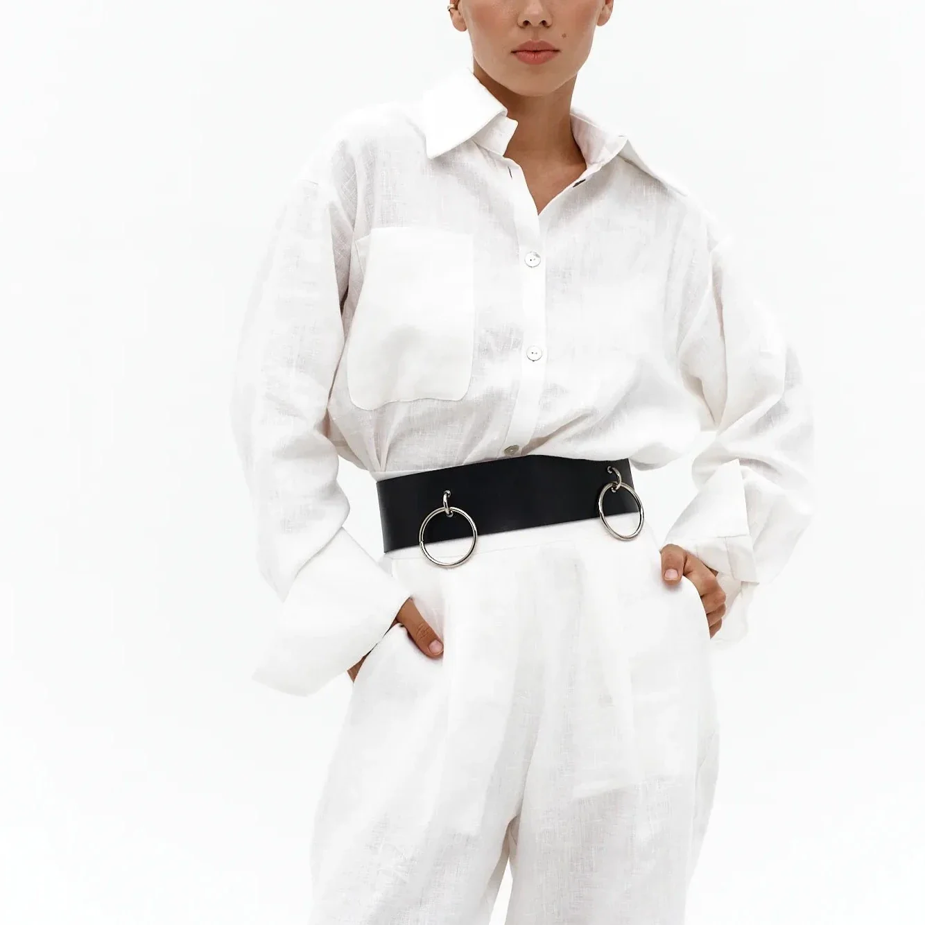 Leather Waist Belt with Chain AURORA - Image 3