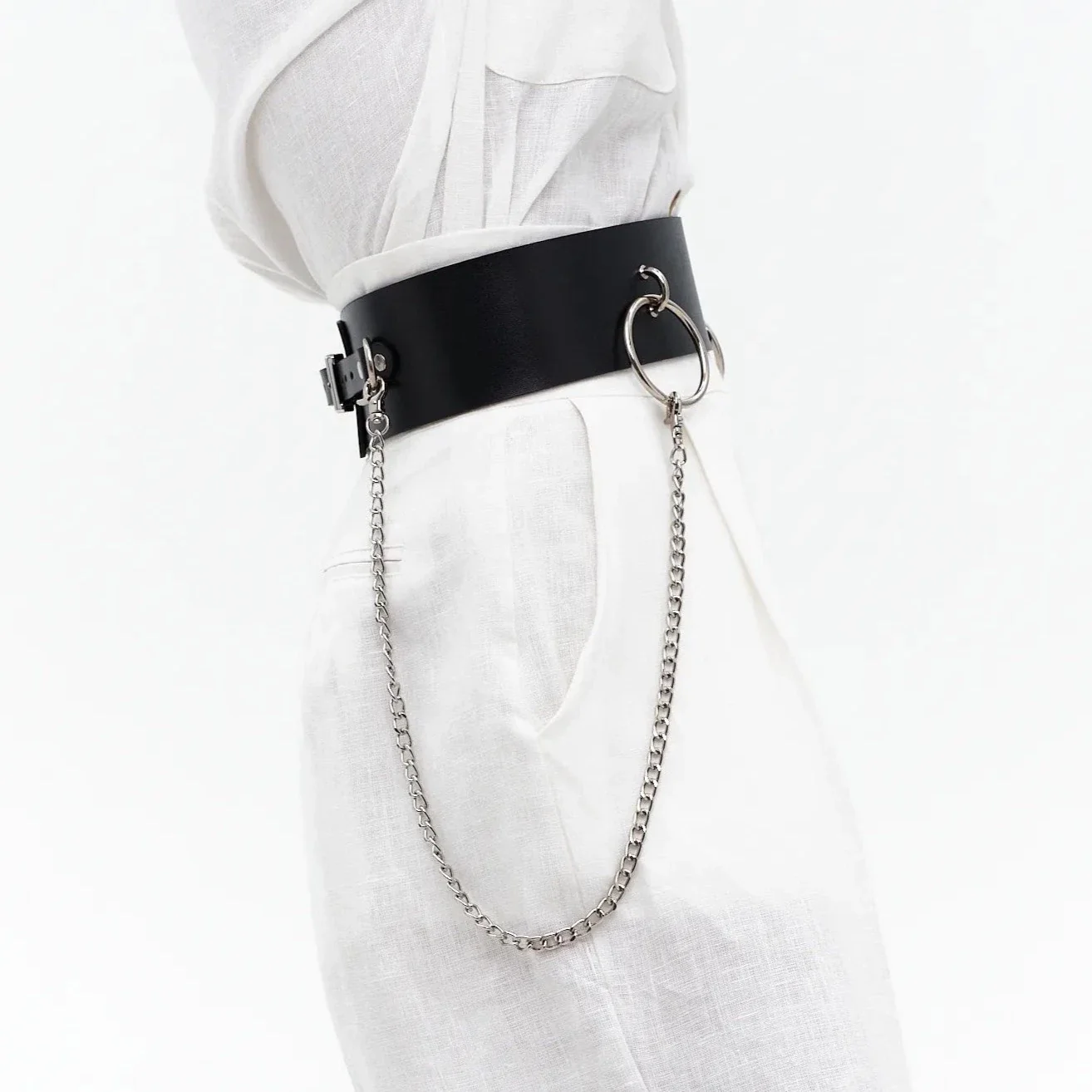 Leather Waist Belt with Chain AURORA - Image 6