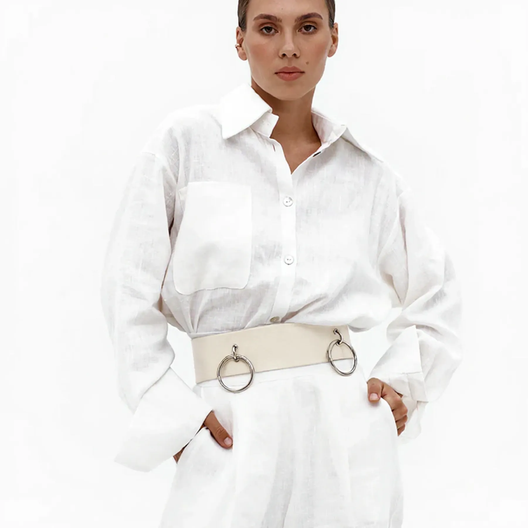 Leather Waist Belt with Chain AURORA - Image 7