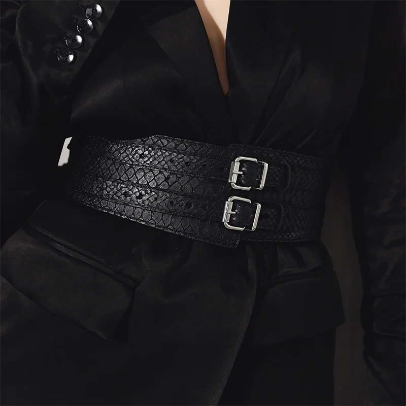 Leather Waist Wide Belt DUO - Image 17