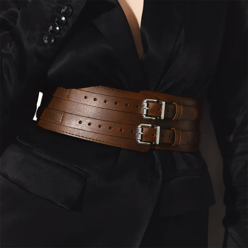 Leather Waist Wide Belt DUO - Image 19